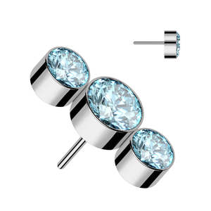 Aquamarine 3 Round Curve Titanium Threadless Top