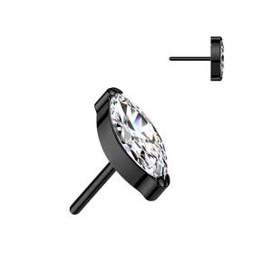 Black CZ Marquise Titanium Threadless Top