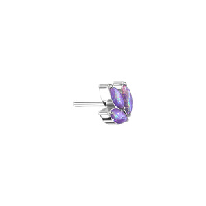 Purple Opal 3 Marquise Titanium Threadless Top