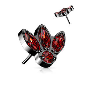 Black And Rose Gold Threadless Tops: Black/Red MarquiseTitanium Threadless Top