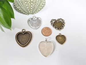 DIY Photo Charm Heart - Set of 3 (no glass) - Keepsake Bouquets