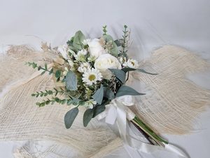 Products: WEDDING READY SILK & DRIED WHITE BOUQUET - Keepsake Bouquets
