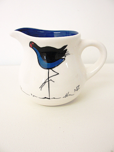 Products: Keriblue Ceramics Cream Jug – White Pukeko Keriblue Ceramics