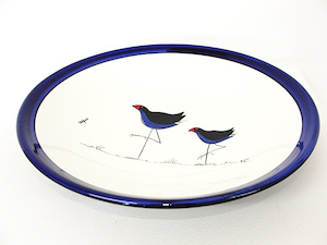 Products: Keriblue Ceramics Medium Salad Server – Blue Pukeko Keriblue Ceramics