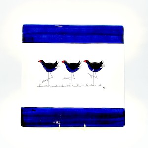 Products: Keriblue Ceramics Large Sushi Plate – Blue Pukeko Keriblue Ceramics
