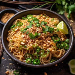 Noodles with Peanut Sauce and Green Beans (using Qetoe Noodles)