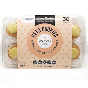Cakes And Slices: White Chocolate and Vanilla Keto Cookies (30 box)
