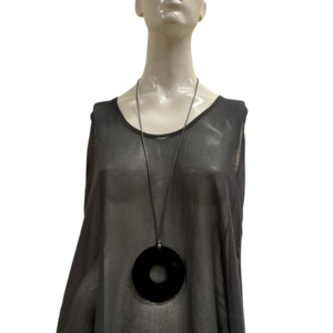 Accessories: Z39 BLACK CIRCLE CUT OUT NECKLACE