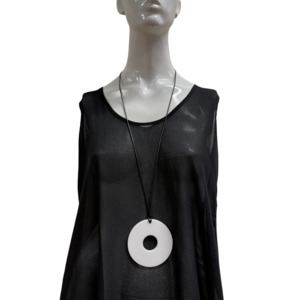 Accessories: Z39 WHITE CIRCLE CUT OUT NECKLACE