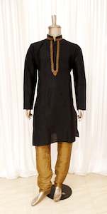 Mens: Black Mens Kurta Pyjama Set