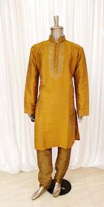 Mens: Mustard Mens Kurta Pyjama Set