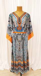 Kaftans Abayahs: Black & Blue Printed Kaftan