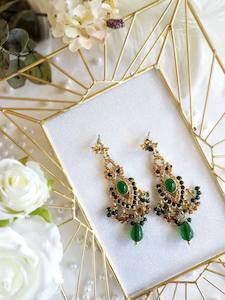 Dark Green Stonework Earrings