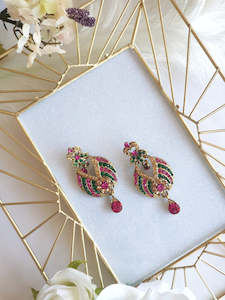 Green & Pink Earrings (Small)