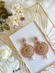 Pink & Gold Gemstone Earrings
