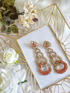 Orange & Gold Chandelier Earrings