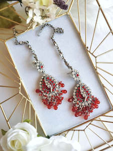 Red & Silver Drop Earrings