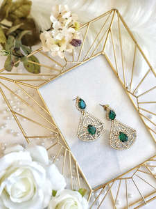 Emerald Green & Silver Earrings (Small)