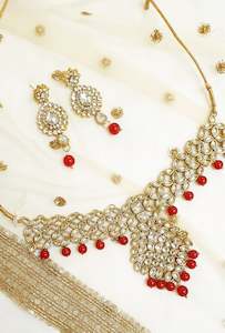 Necklace Sets: Red Pearl & Kundan Set