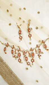 Necklace Sets: Peach Stonework Set