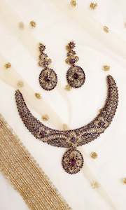 Necklace Sets: Purple Stonework Set