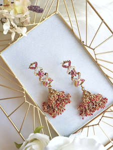 Pink & Gold Pearl Jhumkas