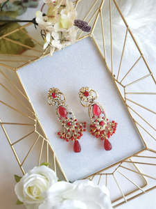 Jewellery Earrings: Red & Gold Earrings (Midi)