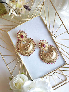 Jewellery Earrings: Maroon & Gold