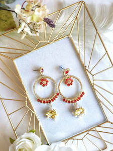 Red & Gold with mini jhumkis