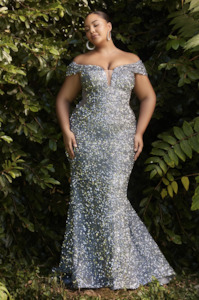 Evening Gowns: C975 Gray-Blue Sequins