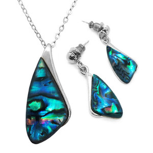 Products: BBJ1221S Paua Pendant and Earring Set Silvertone Boxed