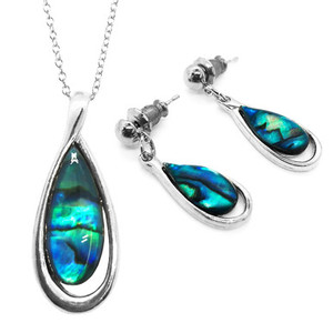 Products: BBJ1237S Paua Pendant and Earrings Set Silvertone Boxed