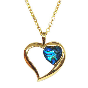 Products: BBJ1188P Paua Gold Plated Love Heart Pendant Boxed