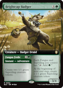 Blb Singles: Brightcap Badger // Fungus Frolic (Extended Art) [Bloomburrow Commander]