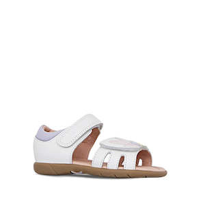 Clarks: Clarks - Saskia White Toddlers Leather Sandal E Average Width