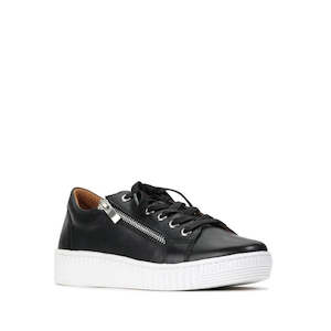 Eos: EOS Joyce Leather Trainer Black Lace Up with Zip