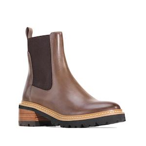 Kids Boots: EOS Linear Nocciola Brown Leather Boot Chelsea Pull On