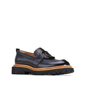 EOS Abbi Womens Leather Slip On Loafer Black