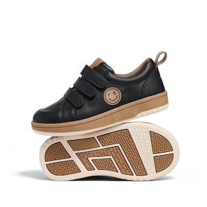 Sneakers Shoes Girls Boys: Pretty Brave Happy Smiley  Trainer Black Leather