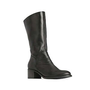 Kids Boots: EOS Rochelle Black Soft Leather High Boot with Heel