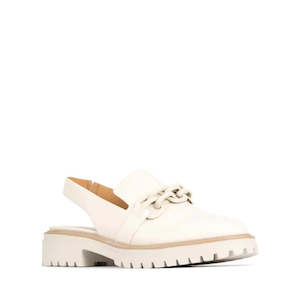 Flats: EOS Ani Leather Sling Back Bone Shoe