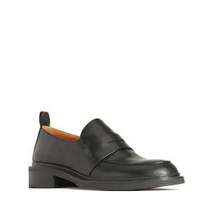 Flats: EOS Coia Black Leather Loafer