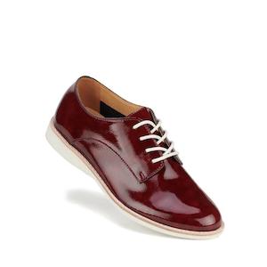 Flats: Rollie Womens Derby Super Soft DP Wine Crinkle Patent Shoe