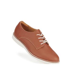 Rollie Womens Derby Rec Cognac Tumble Leather Shoe