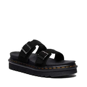 Mens: Dr Martens Myles Black E.H Long Napped Suede Sandal