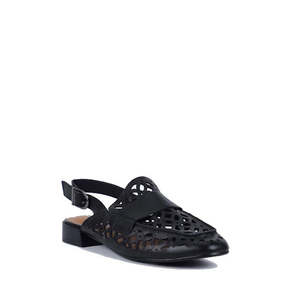 Bay Lane Prima Black Leather Sling Back Sandal