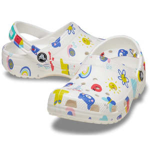 Sandals Beach Girls Boys: Crocs Kids - Toddlers Classic Doodle Clog K White Sandals