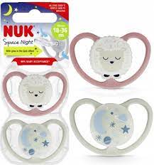 Bottles Feeding Etc: NUK - Space Night Silicone Soother 6-18m 2pc - Fox & Firefly