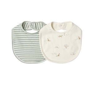 Baby Toddler Giftware: Quincy Mae | Snap Bib, 2 Pack-Fox Land, Fern Stripe