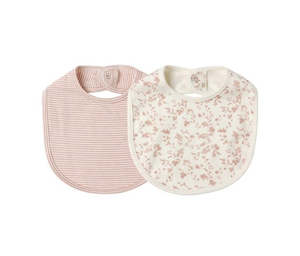 Baby Toddler Giftware: Quincy Mae | Snap Bib 2 Pk French Garden, Rose Stripe
